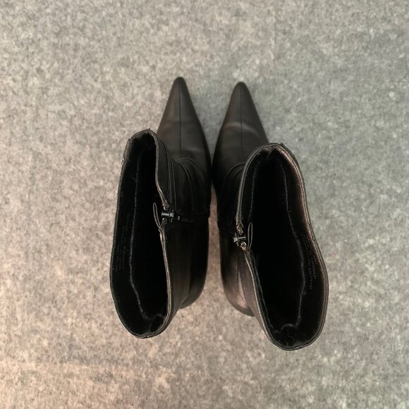 Bata Women’s Straps Black Pointy Toe Side Zip Heel Boots - Picture 7 of 13